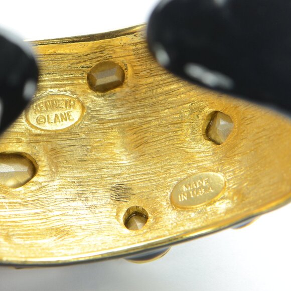 Kenneth Jay Lane KJL Black Enamel Crystal Cuff Bracelet - Picture 3 of 6